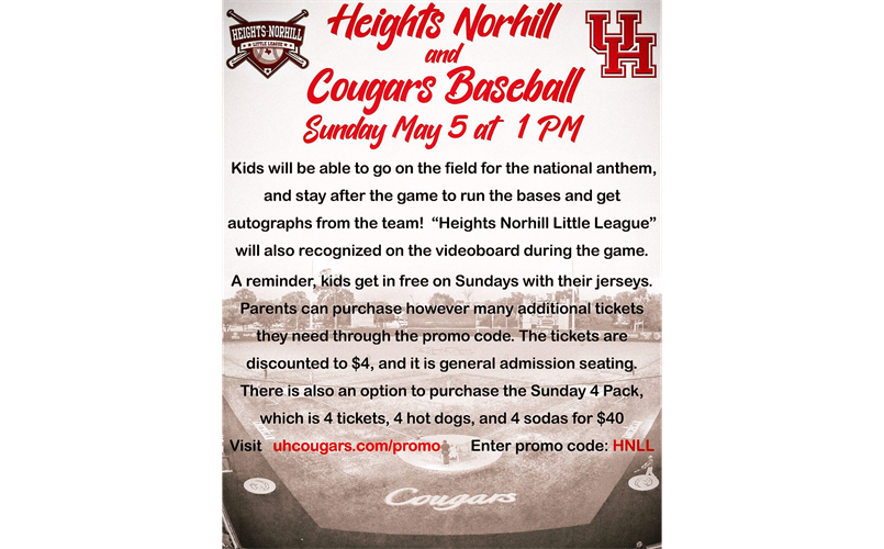 Heights-Norhill Day at UofH Cougars Baseball!